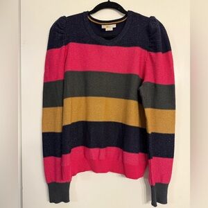 BODEN Striped Pink, Gold, and Black Women's Sweater